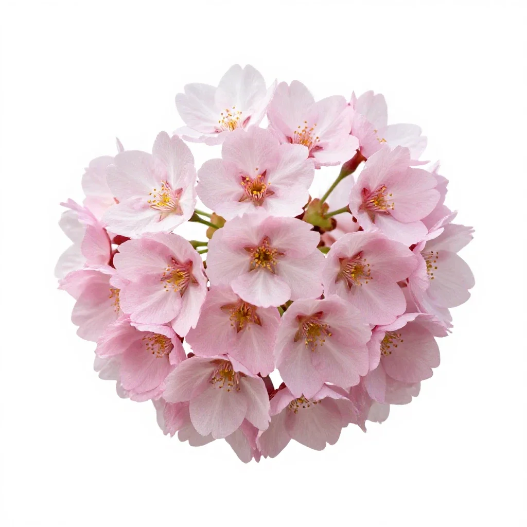 Cherry blossom cluster isolated on a white background