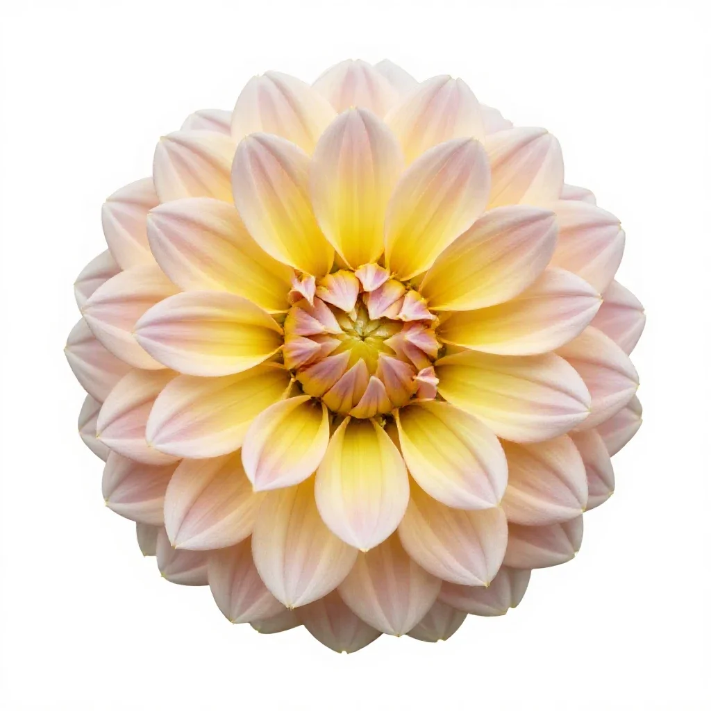 Dahlia with tight petals isolated on a white background