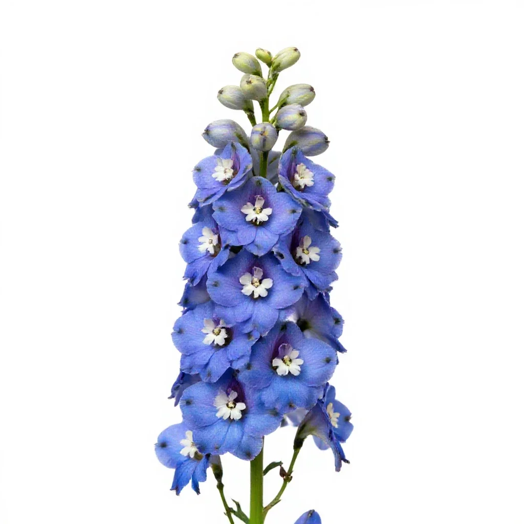 Delphinium stem isolated on a white background