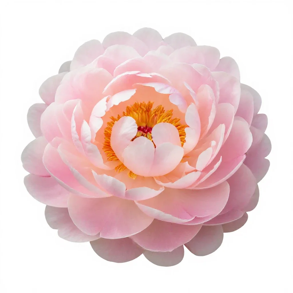 Peony opening isolated on a white background