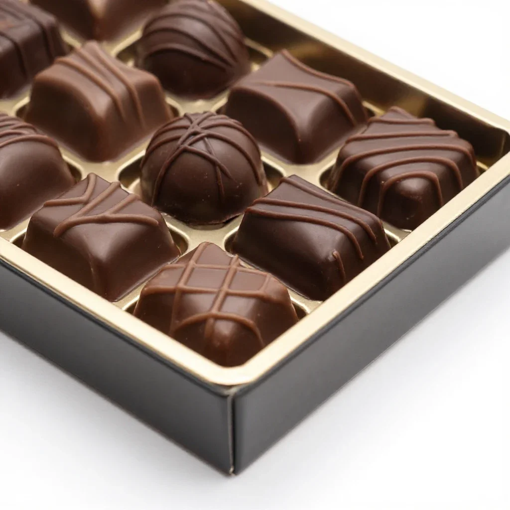 Box of chocolates isolated on a white background