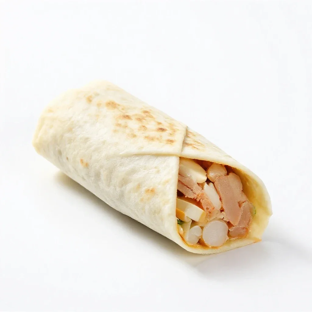 Burrito cut in half isolated on a white background