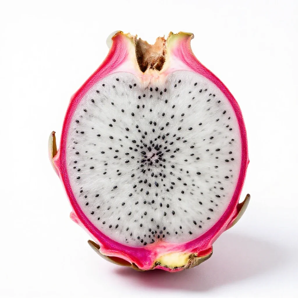 Dragon fruit halved isolated on a white background