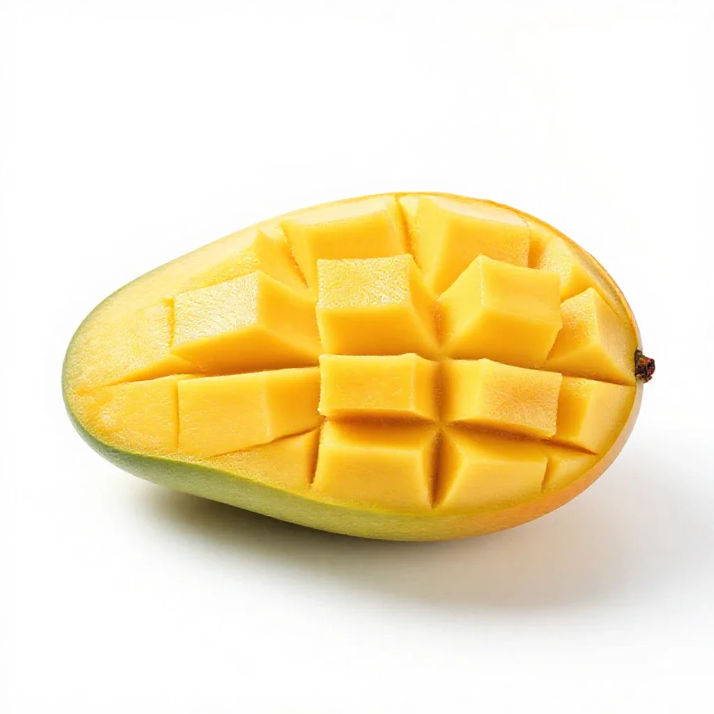 Mango sliced open isolated on a white background