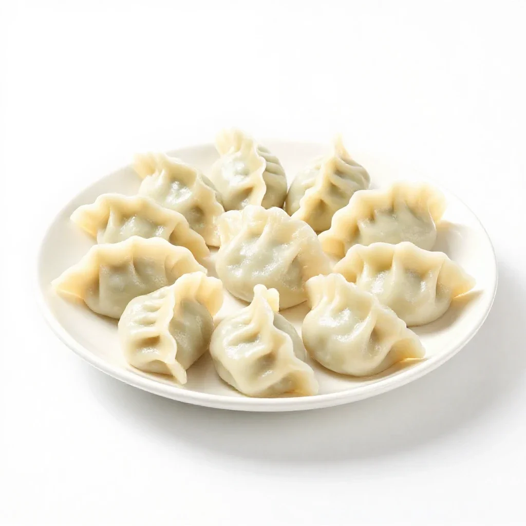 Plate of dumplings isolated on a white background