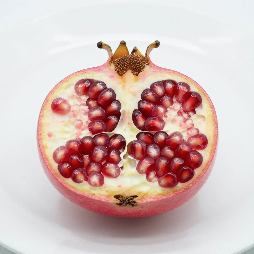 Pomegranate halved isolated on a white background