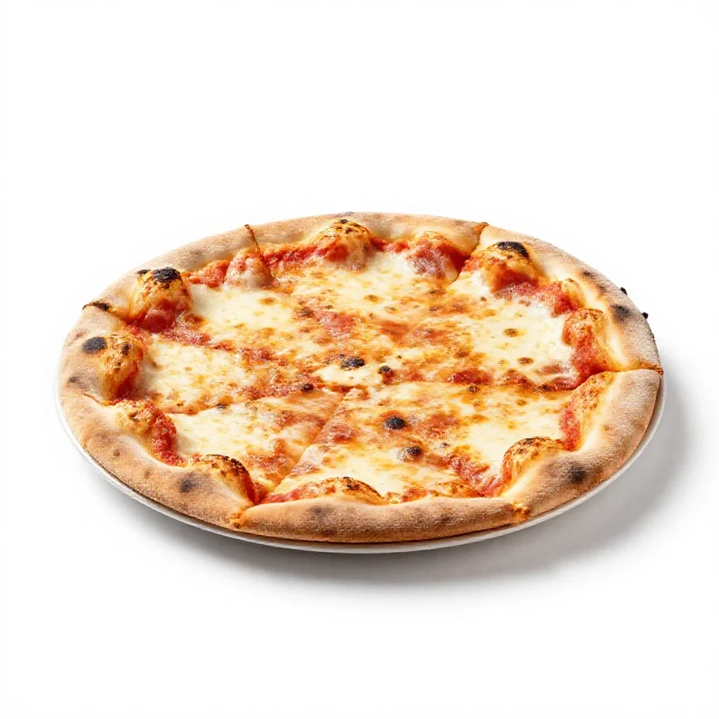 Wood-fired pizza isolated on a white background