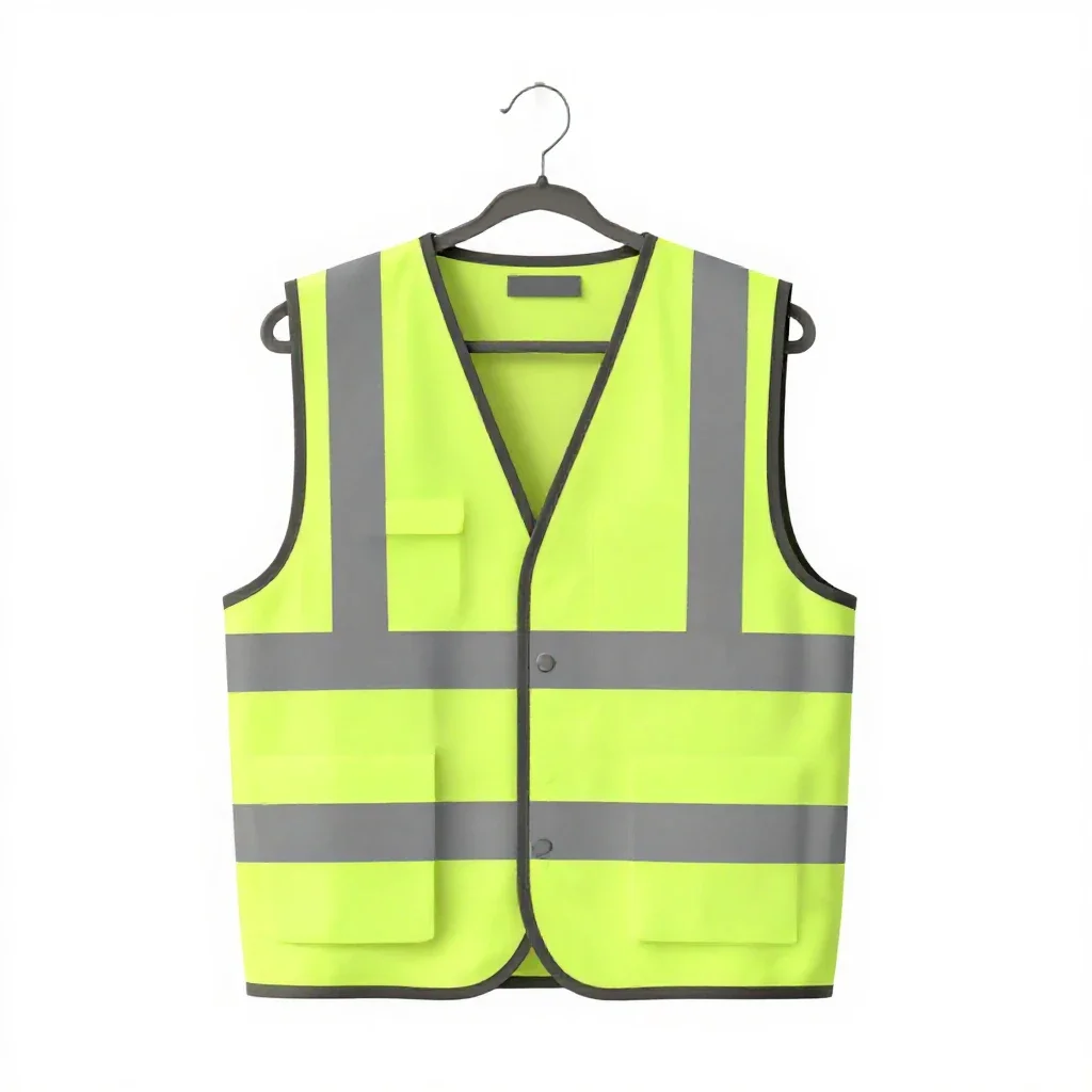 Hi-vis vest on a hook isolated on a white background