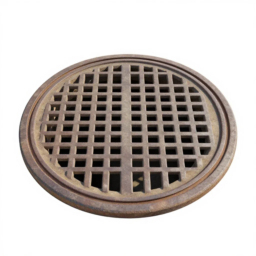 Manhole cover isolated on a white background