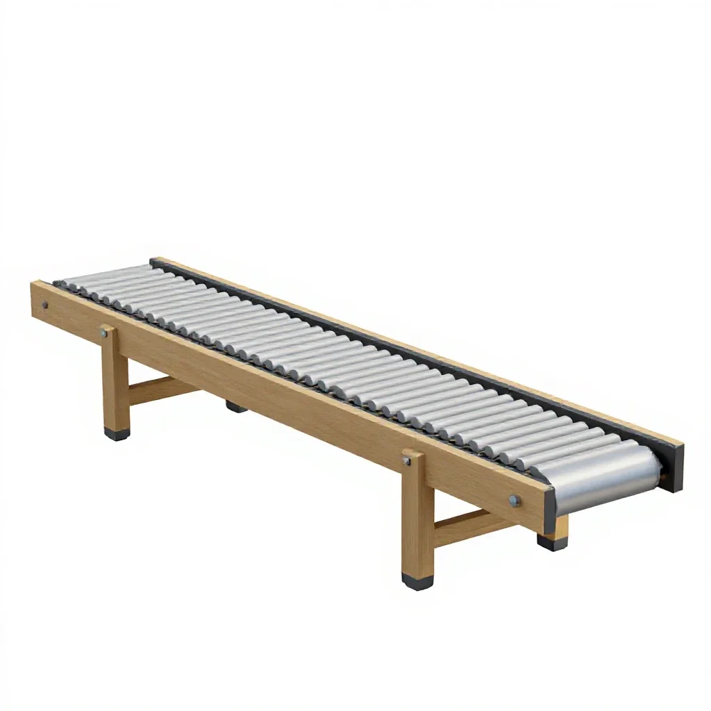 Roller conveyor section isolated on a white background