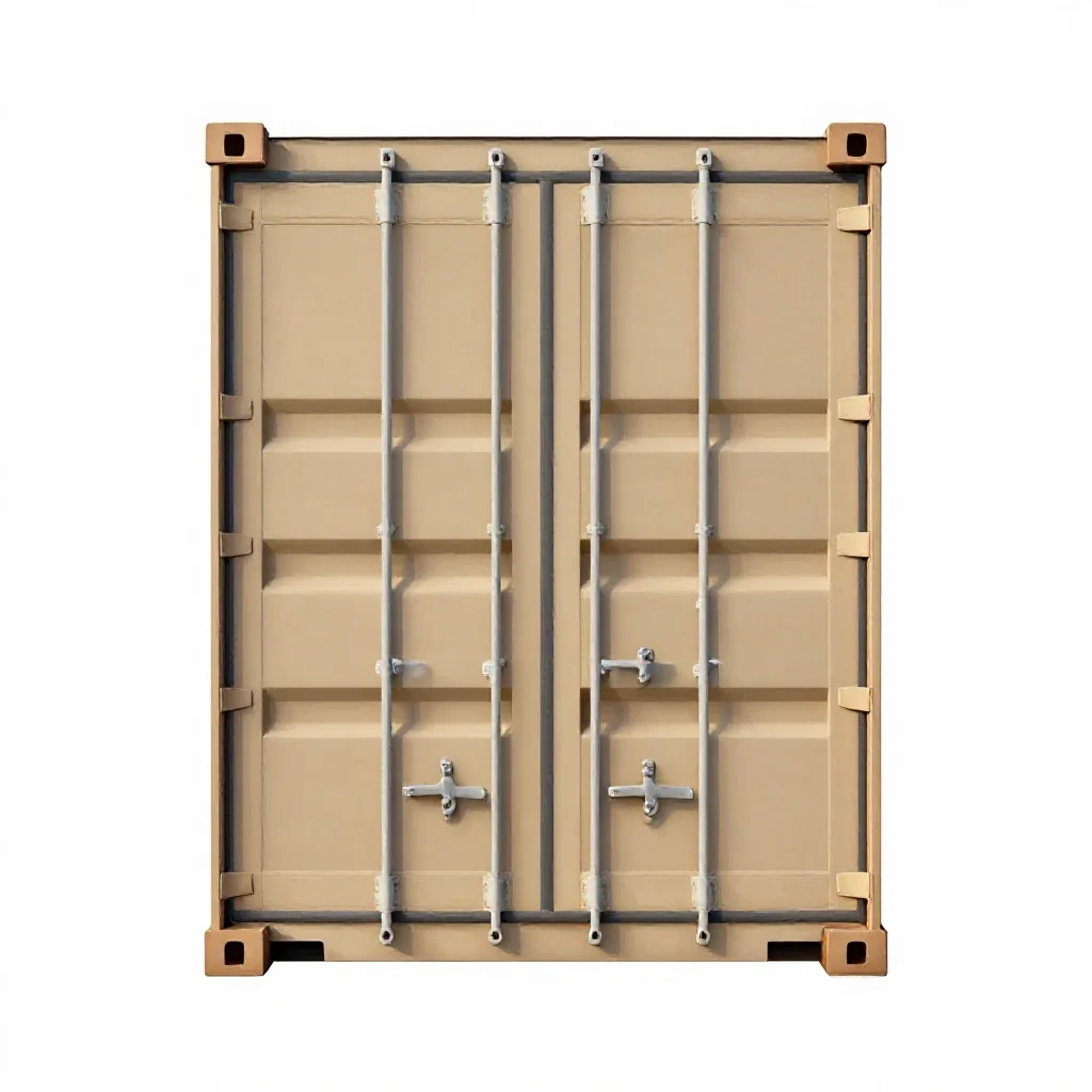 Shipping container door isolated on a white background