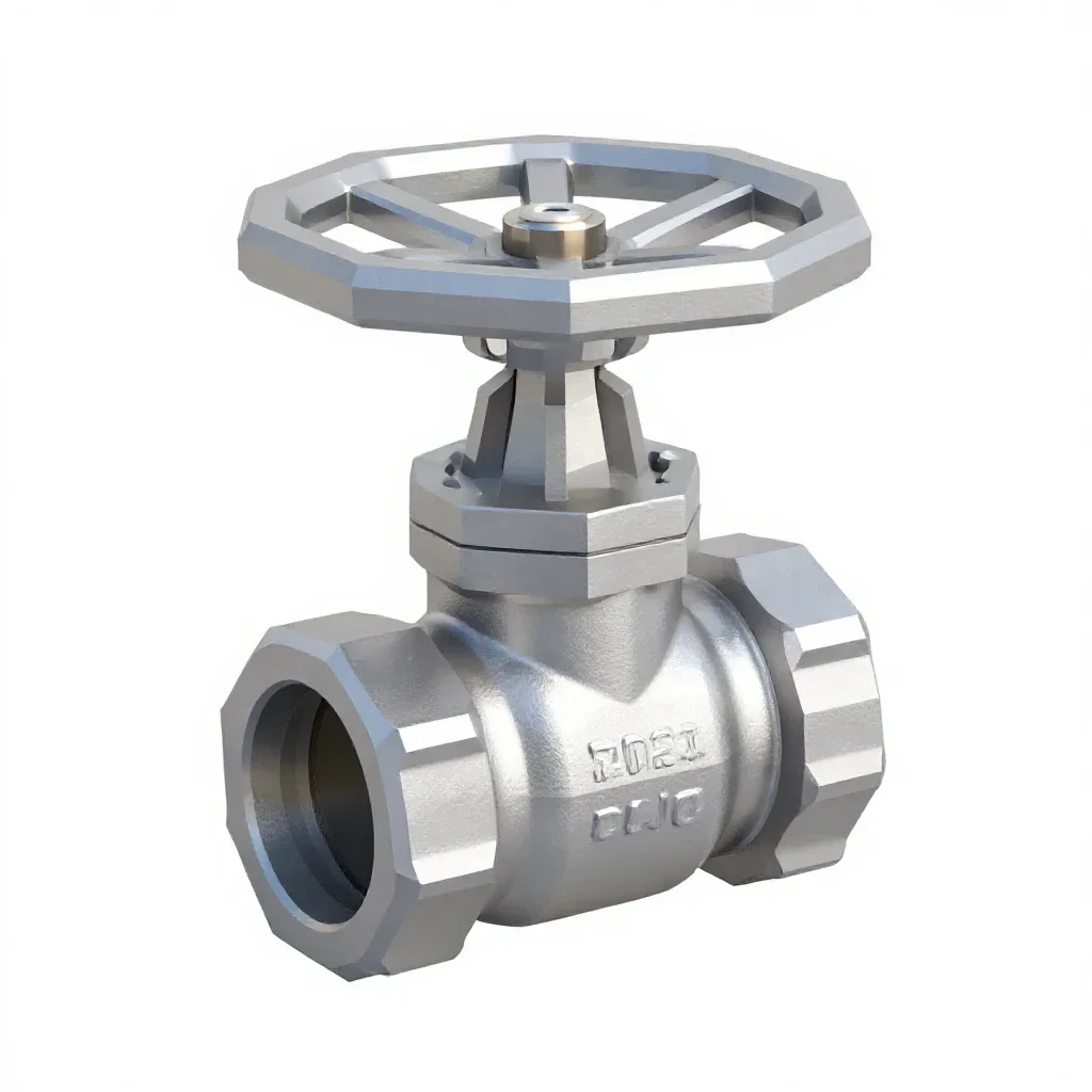 Stainless ball valve isolated on a white background
