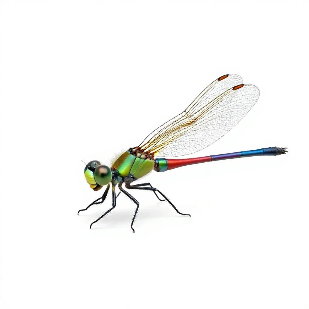 Damselfly isolated on a white background