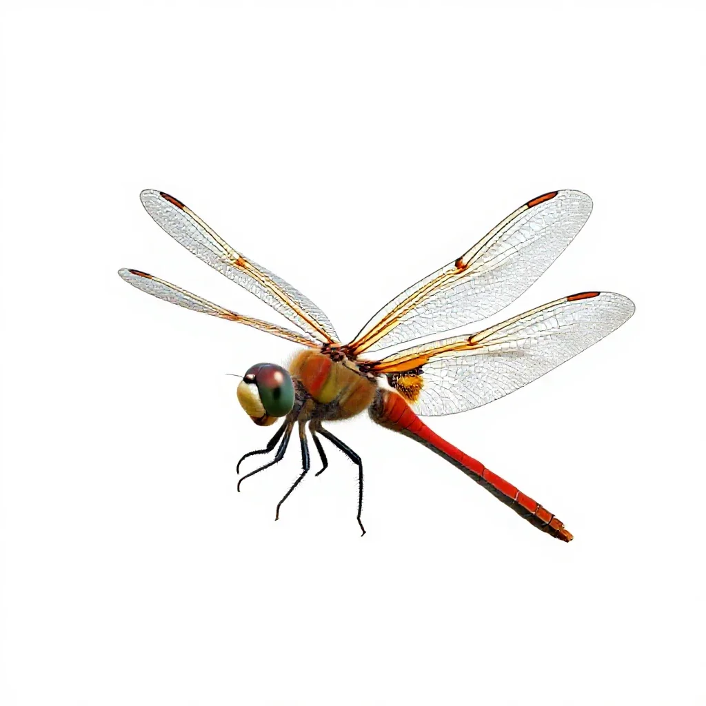 Dragonfly with veined wings isolated on a white background