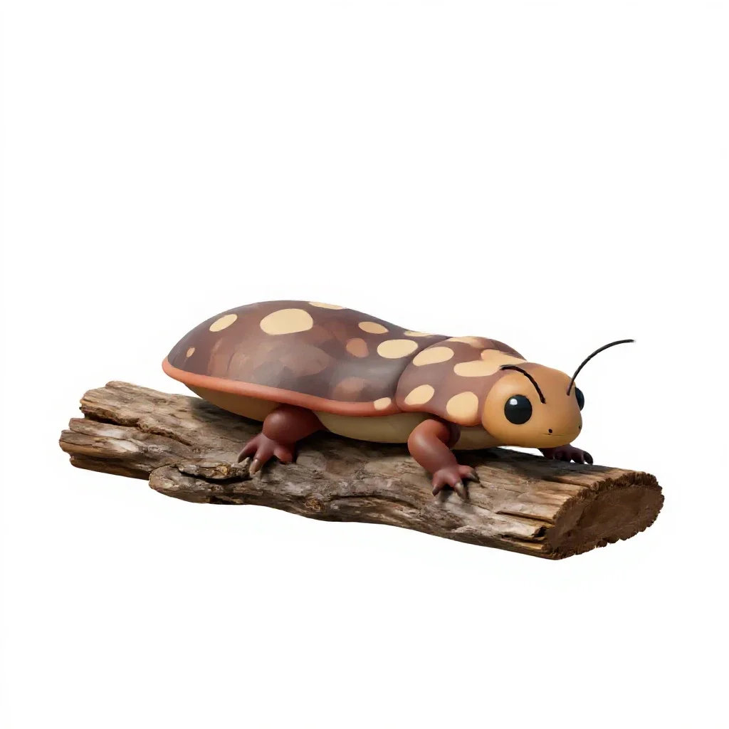 Weta on bark isolated on a white background