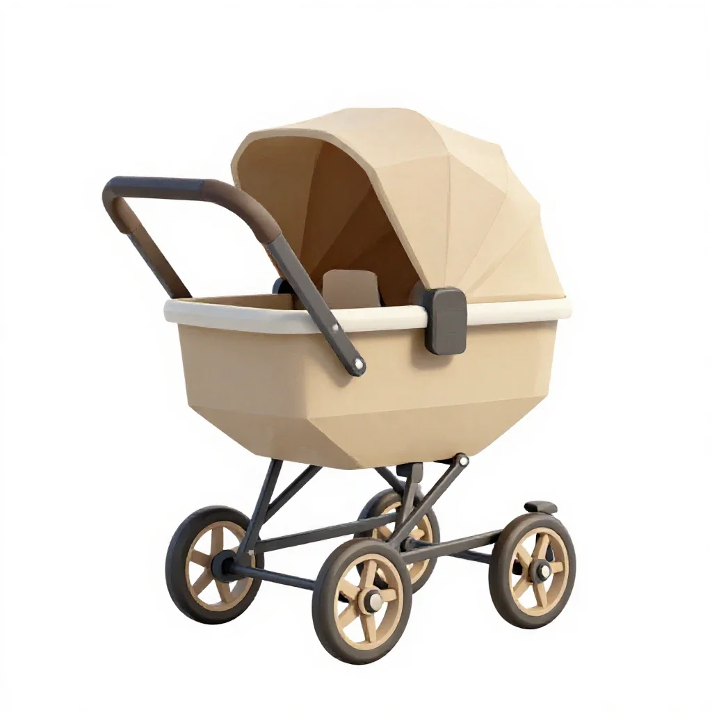 Dolls pram isolated on a white background