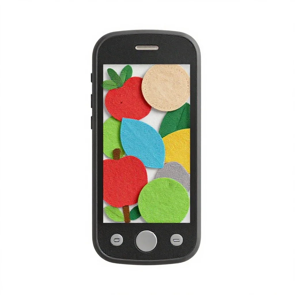 Mobile with felt shapes isolated on a white background