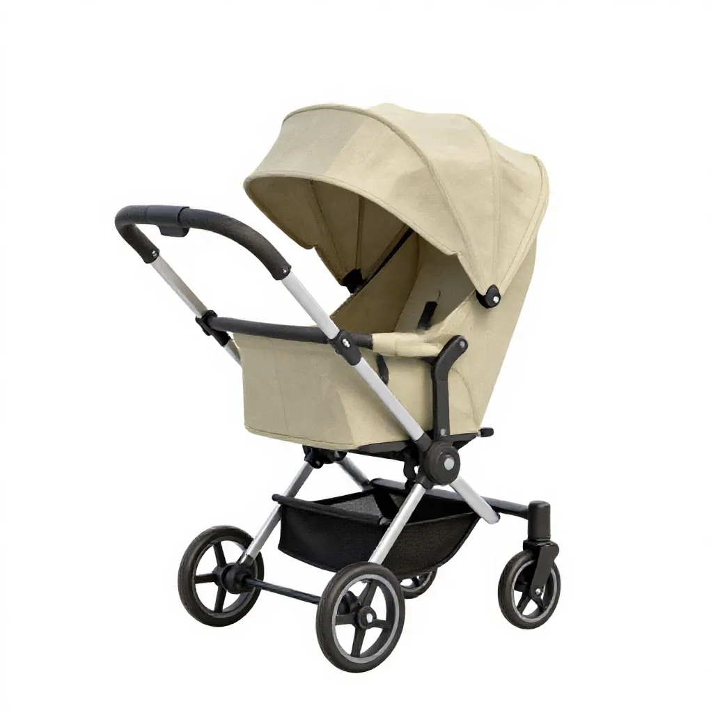 Pram with a canopy isolated on a white background