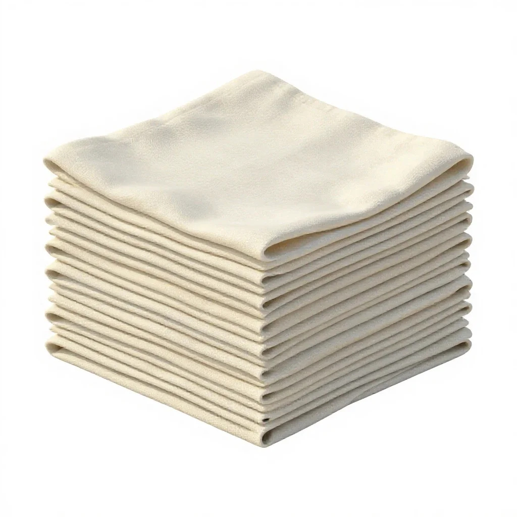 Stack of muslin cloths isolated on a white background