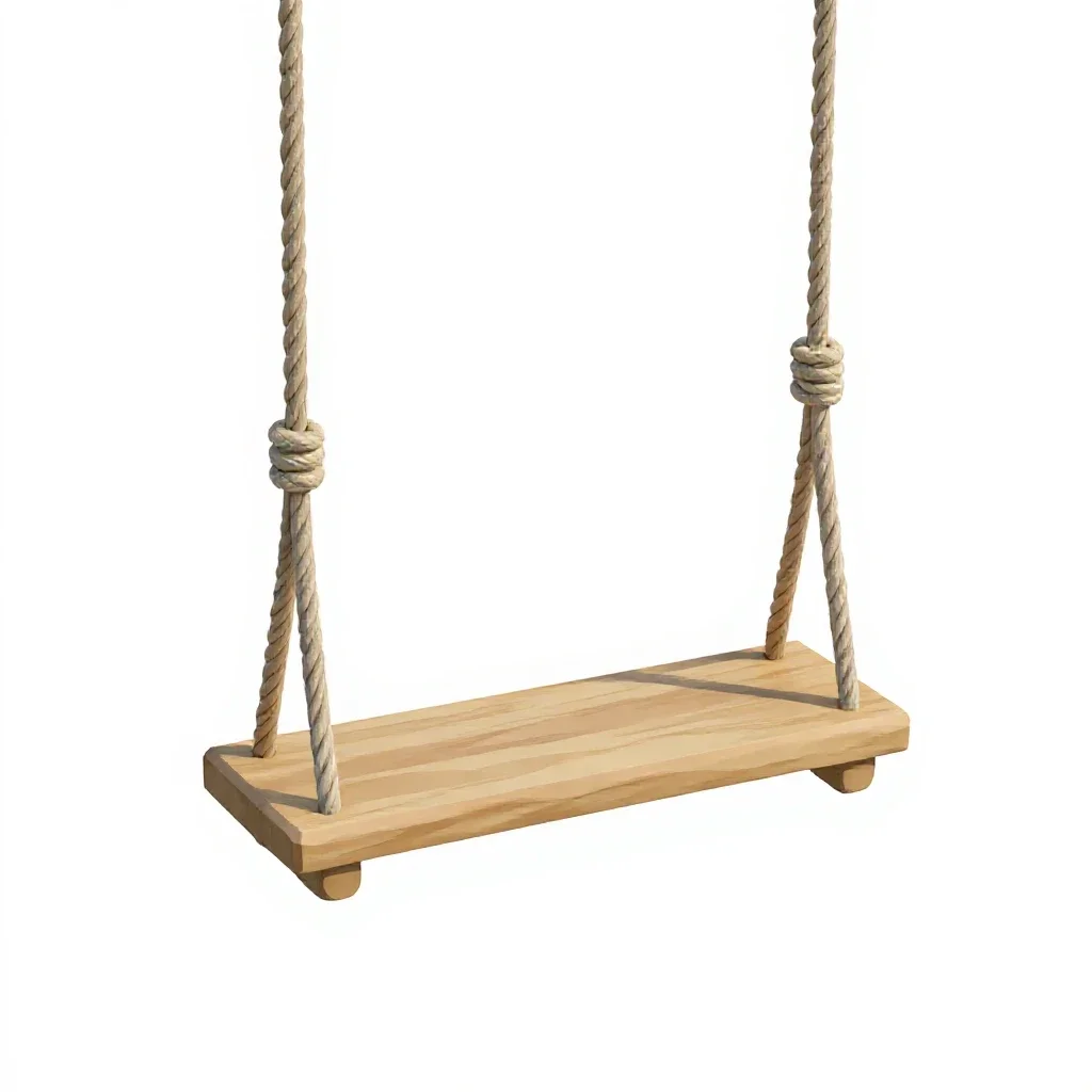 Swing seat on ropes isolated on a white background