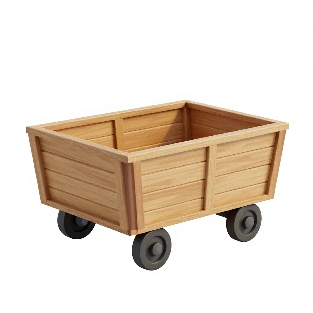 Wagon with wooden sides isolated on a white background