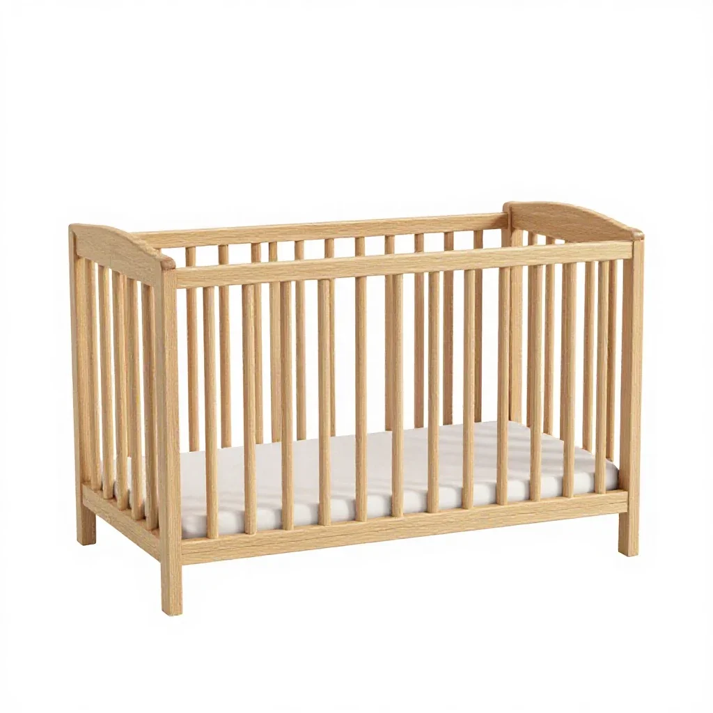Wooden crib isolated on a white background