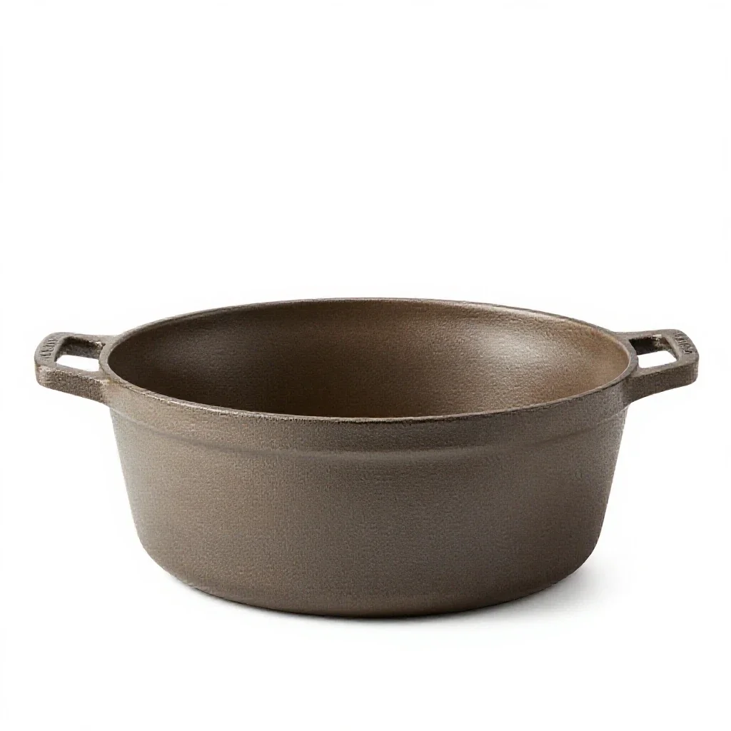 Cast iron dutch oven isolated on a white background