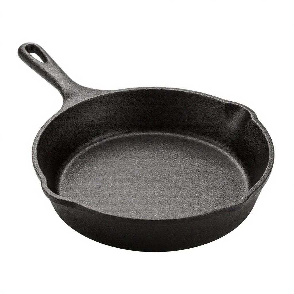 Cast iron skillet isolated on a white background
