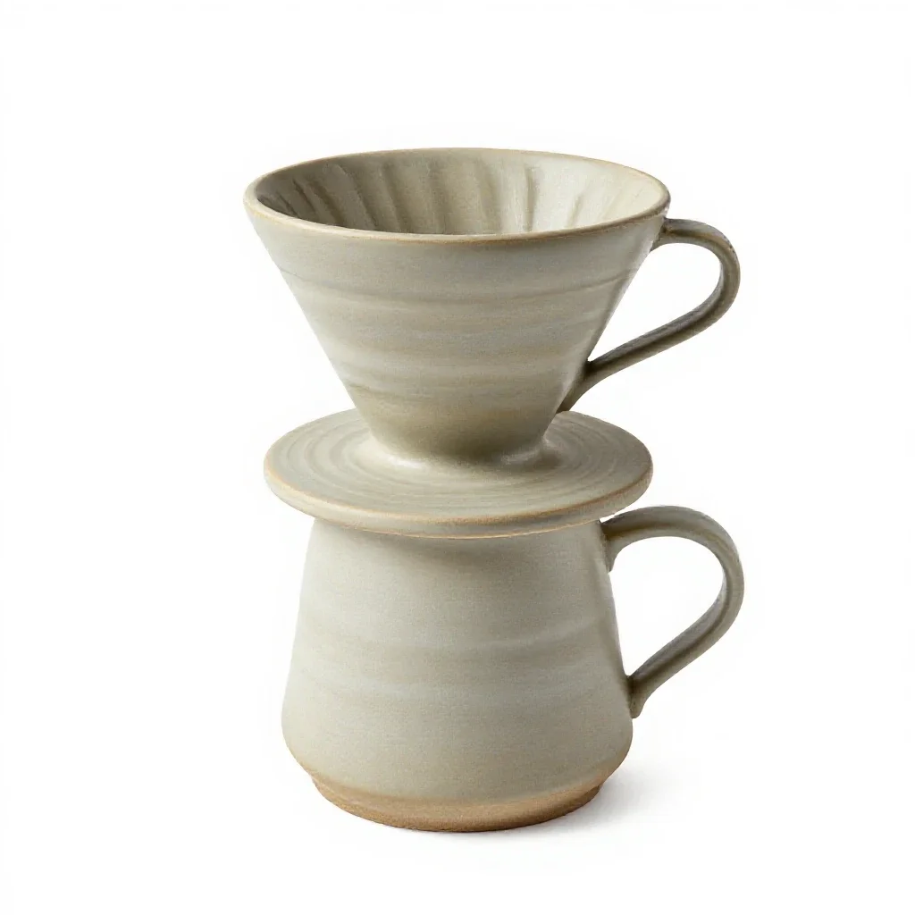 Ceramic pour-over dripper isolated on a white background