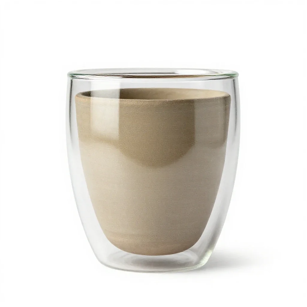 Double-walled glass tumbler isolated on a white background