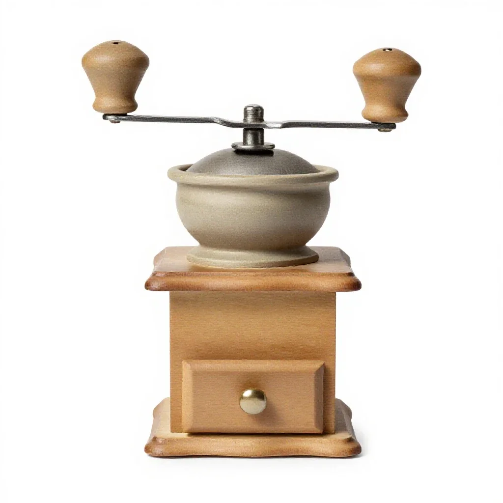 Hand-crank coffee grinder isolated on a white background