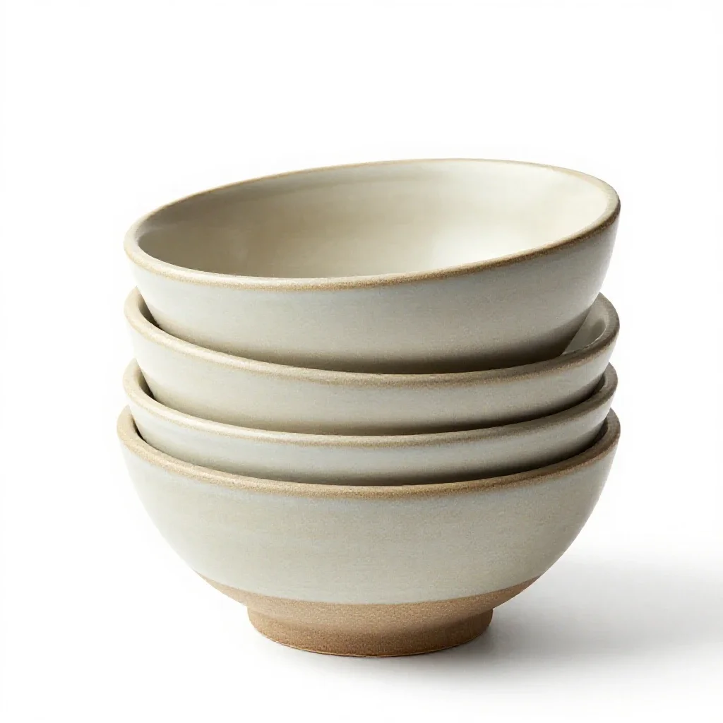 Stack of nesting mixing bowls isolated on a white background