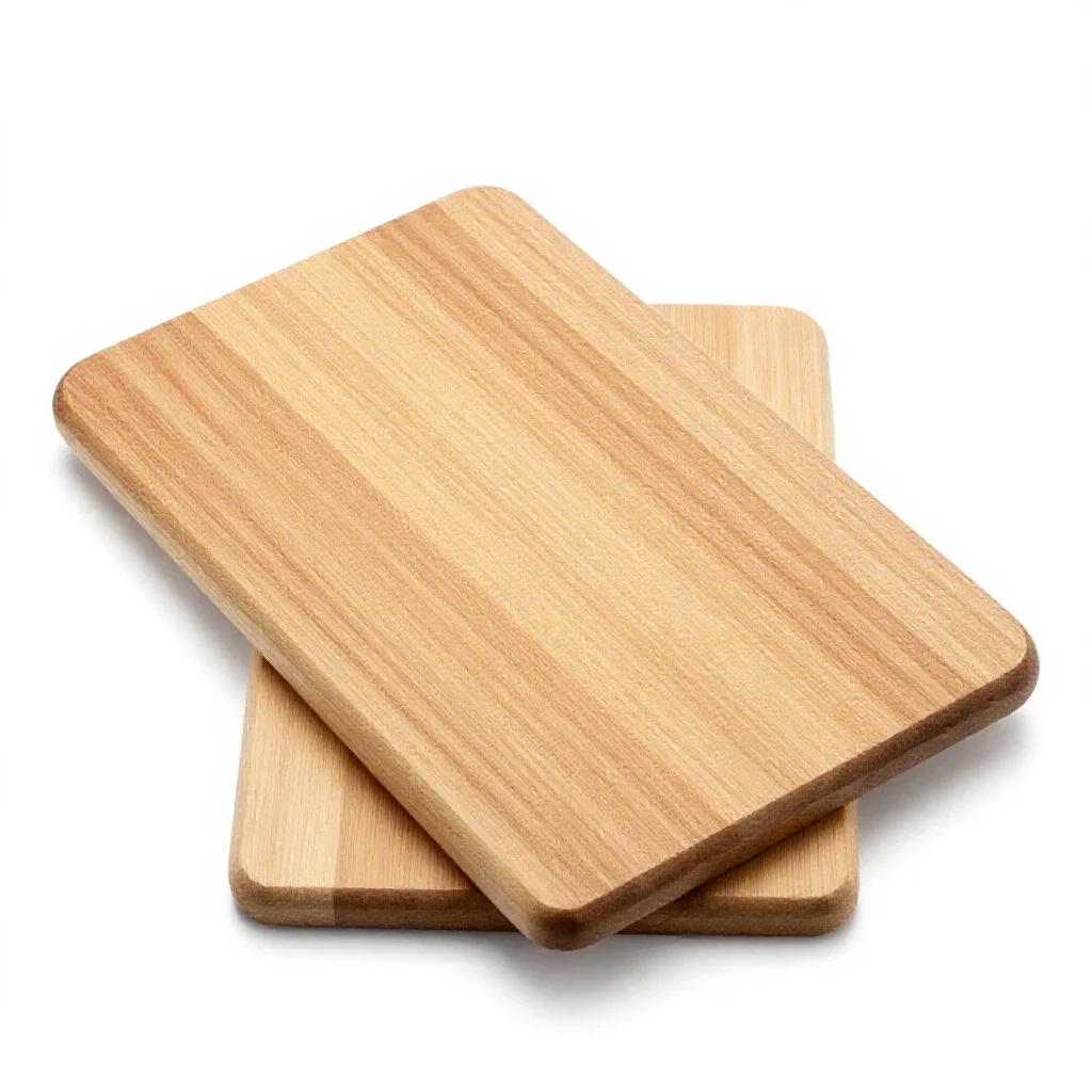 Wooden cutting board with a juice groove isolated on a white background