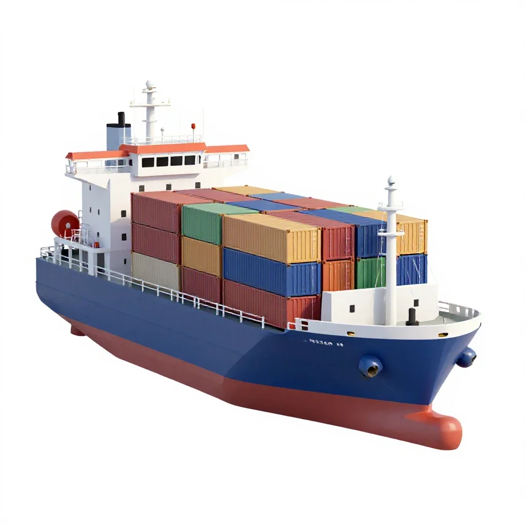 Container ship isolated on a white background