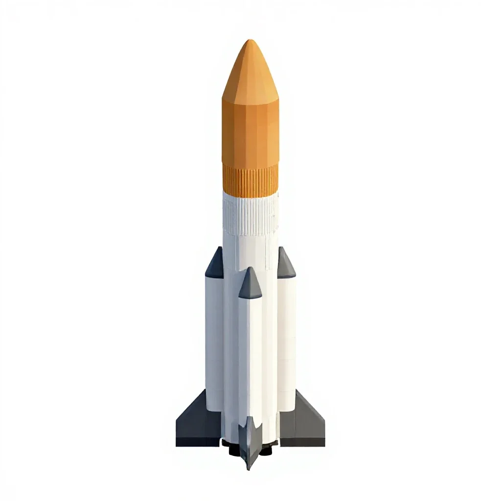 Heavy lift rocket isolated on a white background