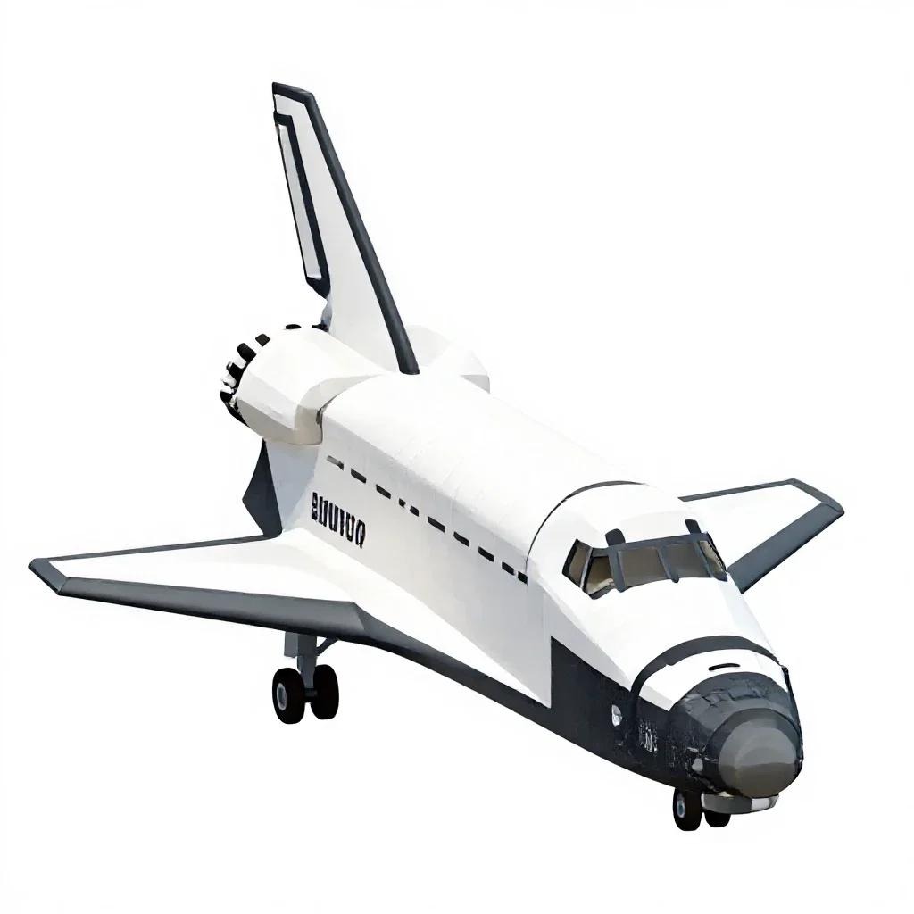 Space shuttle orbiter isolated on a white background