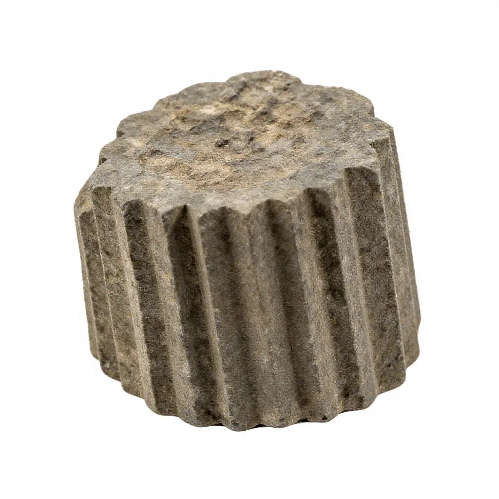 Basalt column fragment isolated on a white background