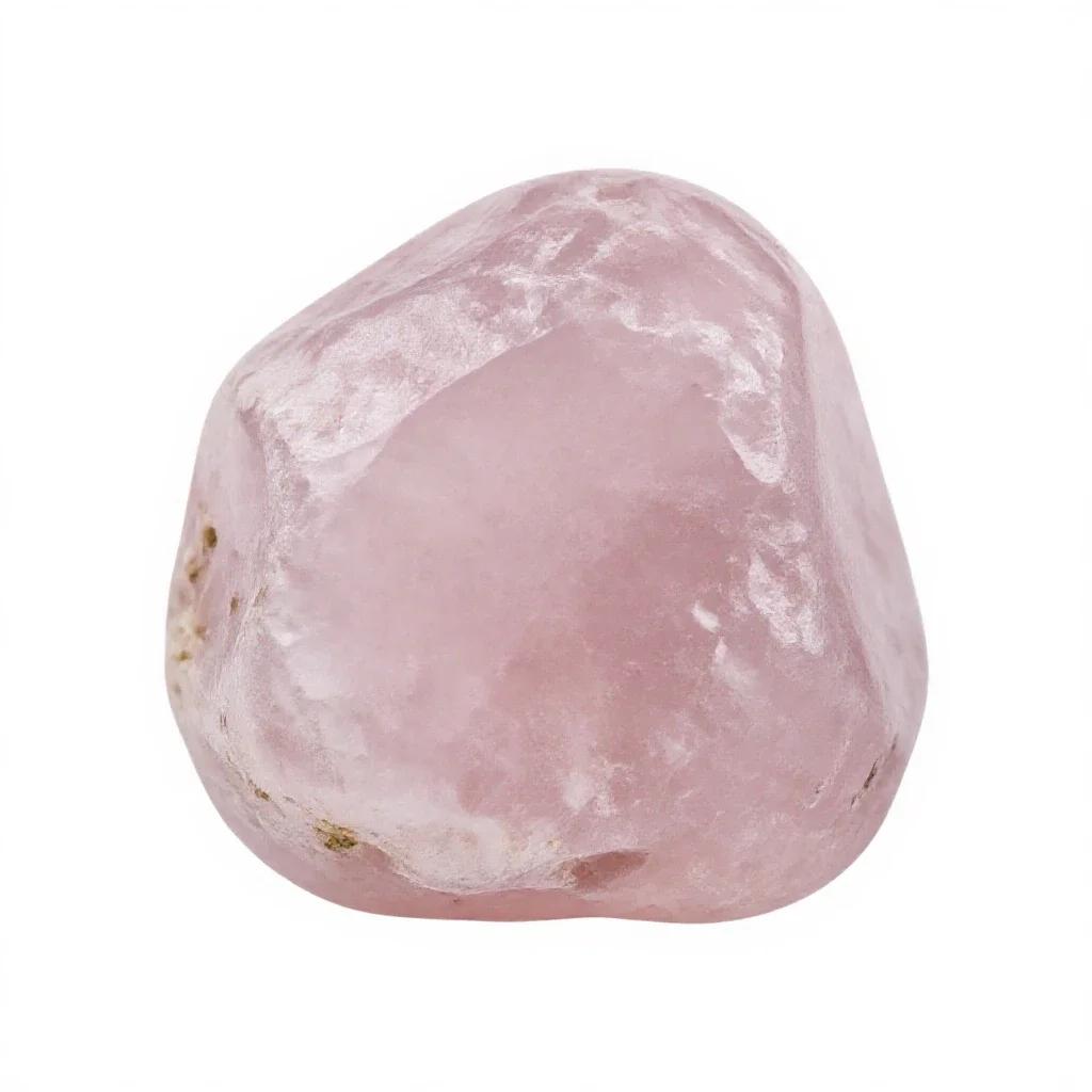 Chunk of rose quartz isolated on a white background