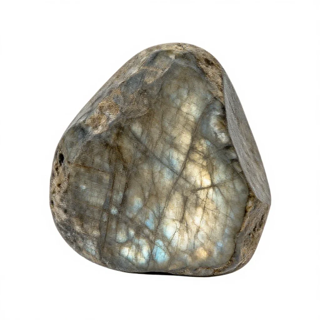 Labradorite slab isolated on a white background