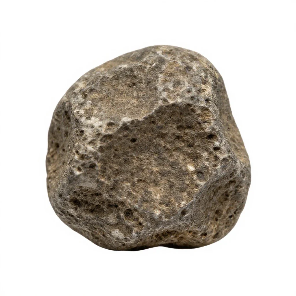 Meteorite fragment isolated on a white background