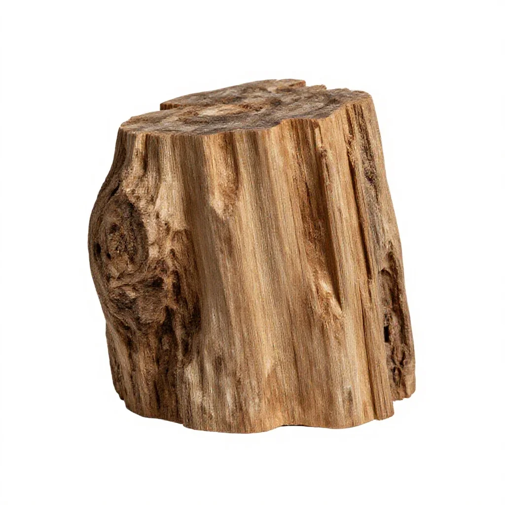 Piece of petrified wood isolated on a white background