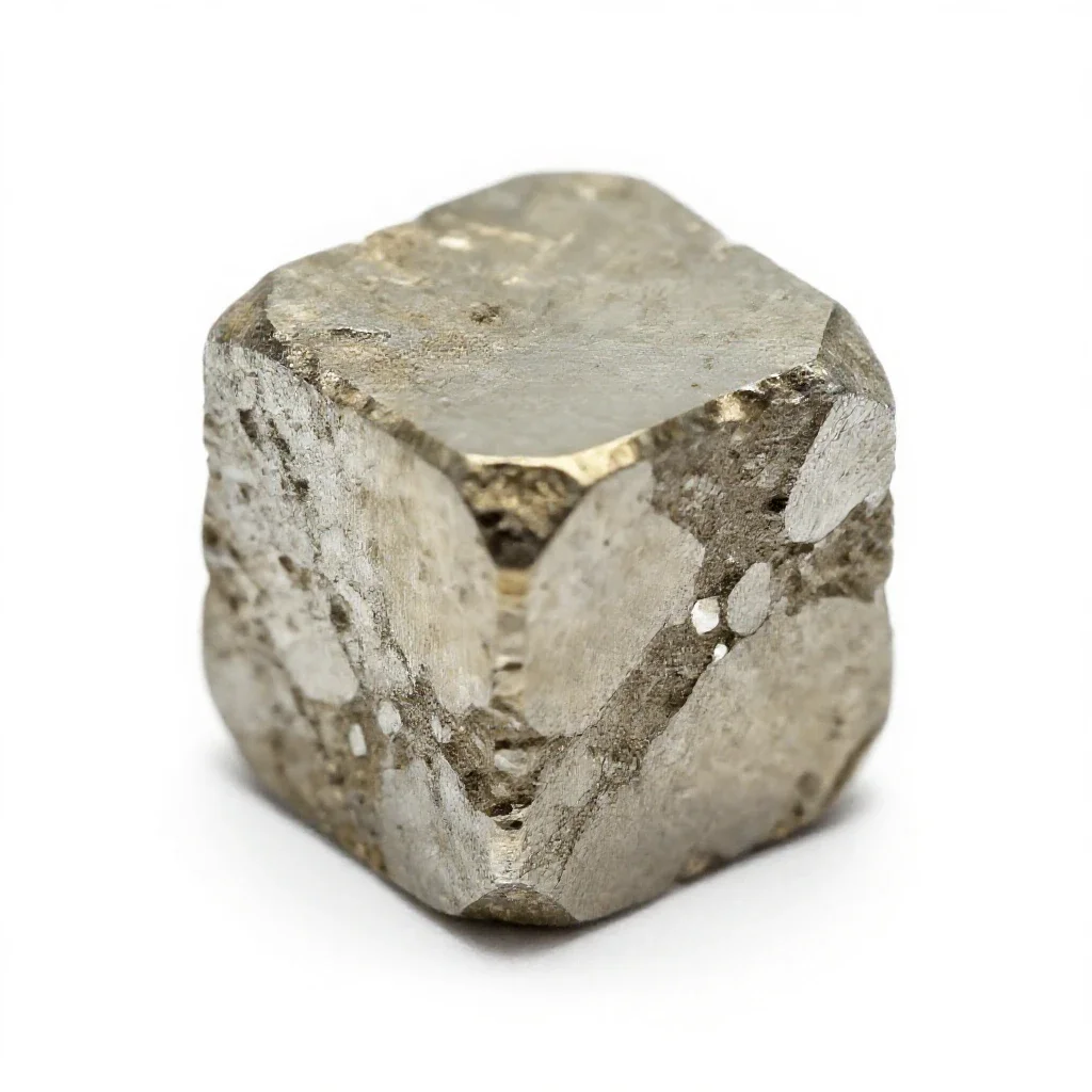 Pyrite cube isolated on a white background