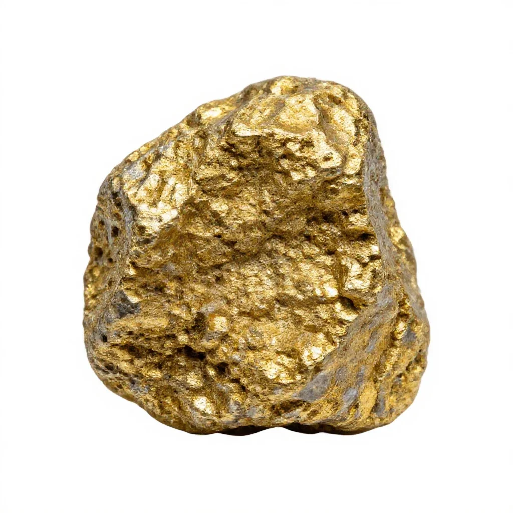 Vein of gold in quartz isolated on a white background