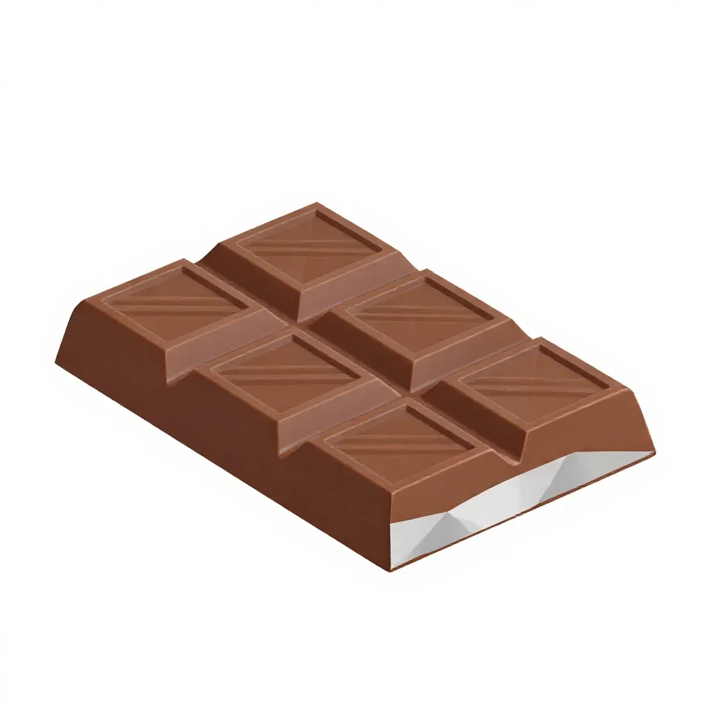 Chocolate bar in foil isolated on a white background