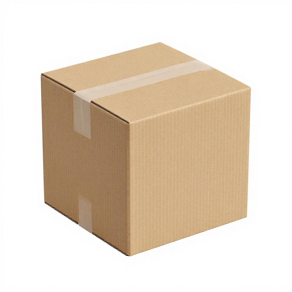 Corrugated shipping carton isolated on a white background