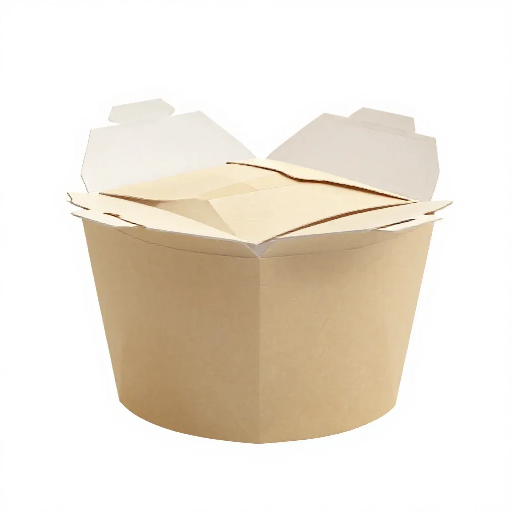 Folded takeaway noodle box isolated on a white background