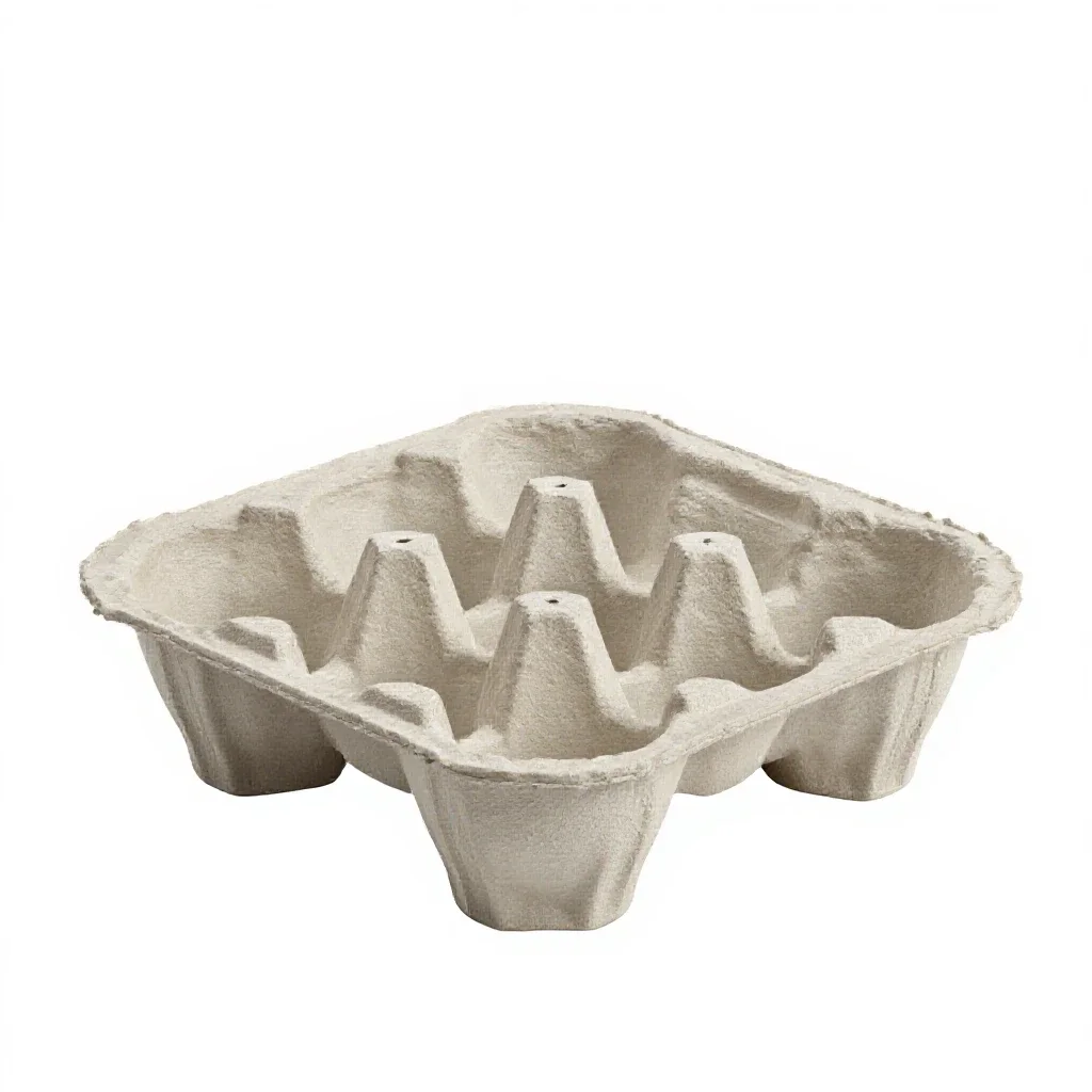 Moulded pulp egg carton isolated on a white background