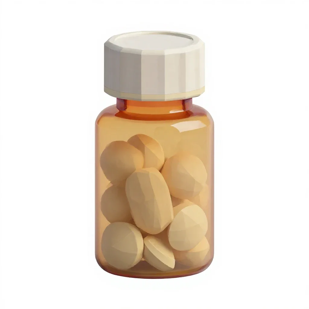 Pill bottle with a child cap isolated on a white background