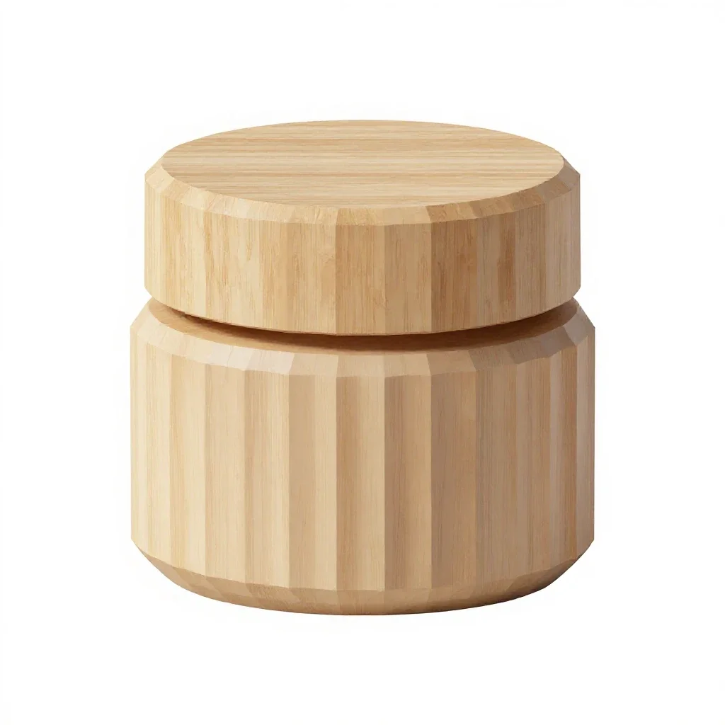 Ribbed cosmetics jar isolated on a white background