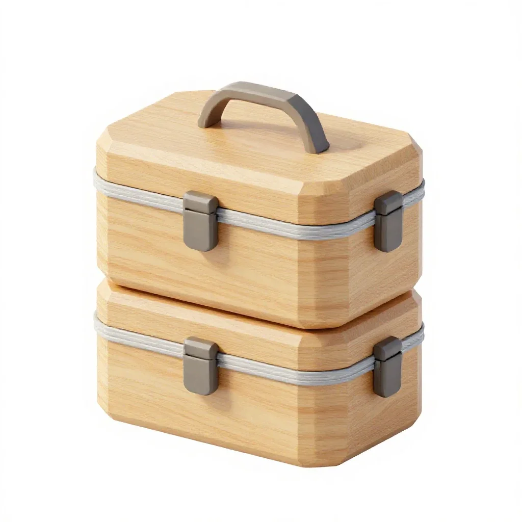 Stacked bento tiffin carrier isolated on a white background